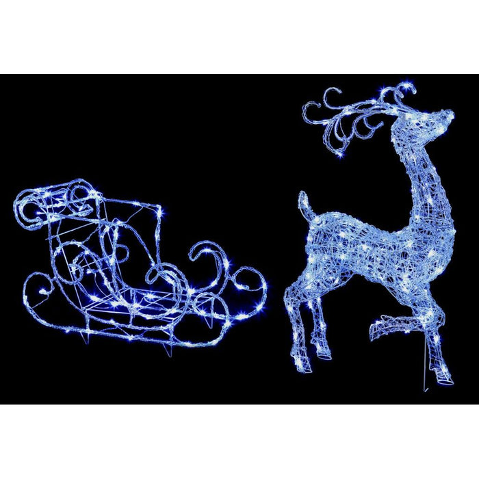 Acrylic Reindeer & Sleigh 140 White LED